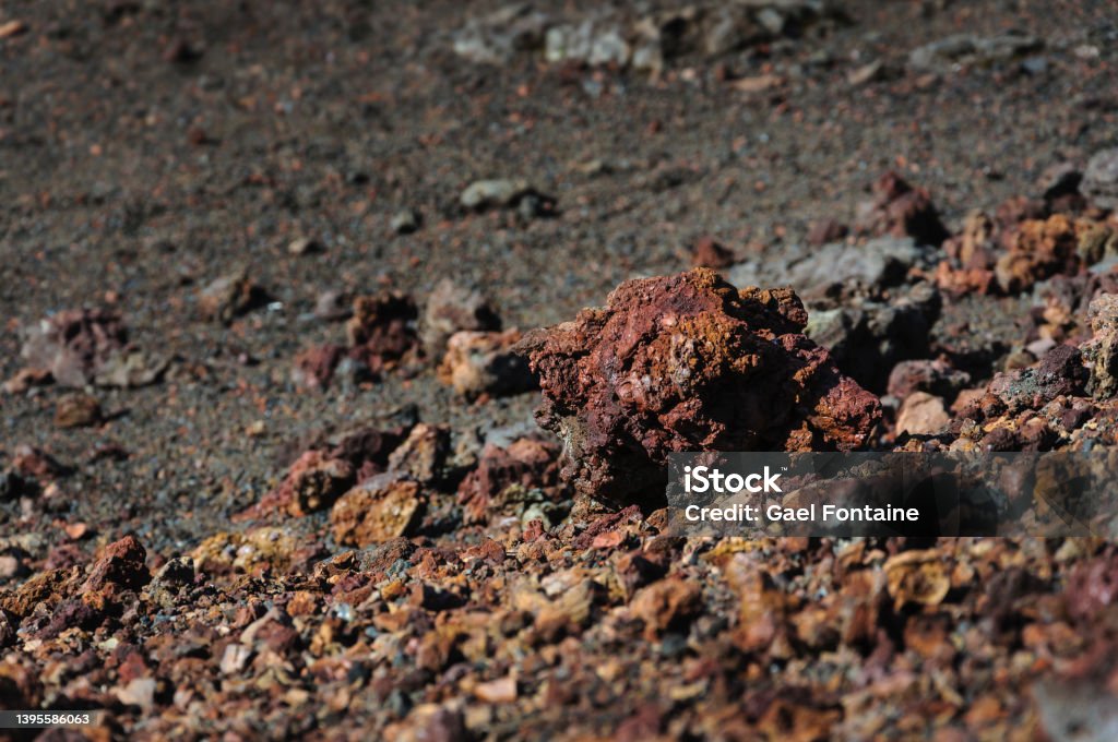 Rocks of volcano, Piton de la Fournaise, Reunion Island Basalt Stock Photo