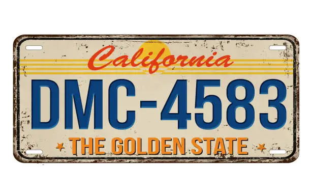 Vector illustration of An imitation of vintage California license plate