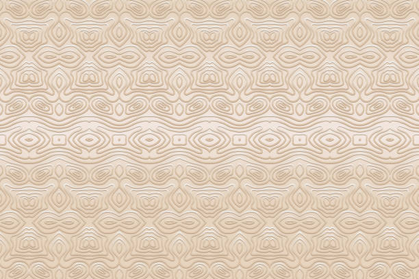 istock Minimalistic satin embossed light background, exotic cover design. Geometric ornamental 3D pattern, ethnic texture in hand drawn style. 1395589587