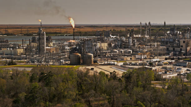 istock Oil Refinery in Texas- Drone Shot 1395589777