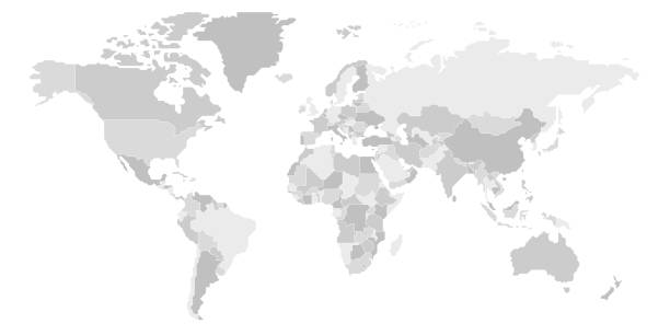 упрощенная пустая схематическая карта мира - personal map stock illustrations