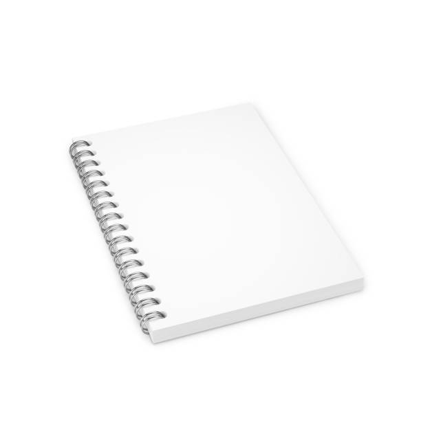 istock Notebook mockup with silver spiral. Blank page, copy space of open booklet. 1395590061