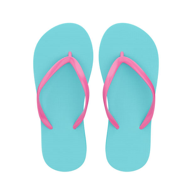 istock Blue and pink flip flops isolated on white. Summer beach shoes. 1395590231