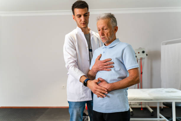 young doctor showing relaxation breathing exercises