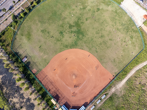 Aerial view of a baseball field during daytime
