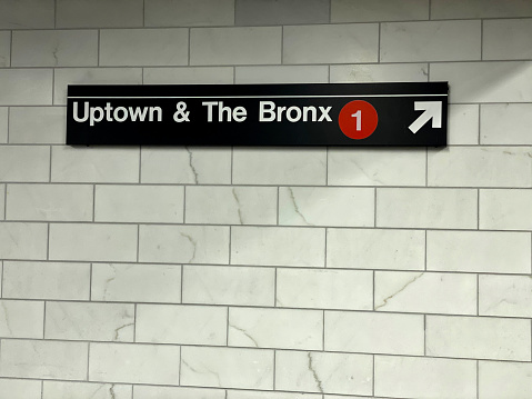 New York City: Subway 1 Sign to Uptown & The Bronx