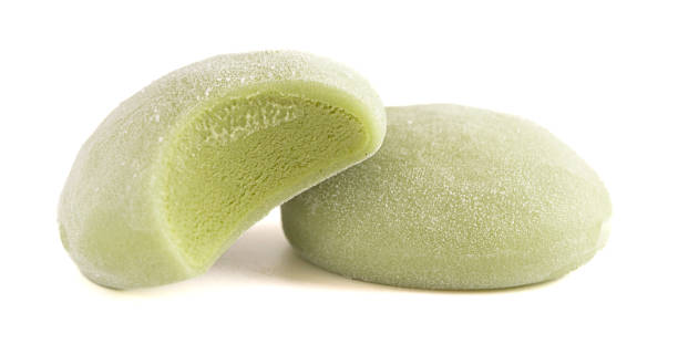 Green Tea Matcha Mochi Ice Cream Isolated on a White Background stock photo