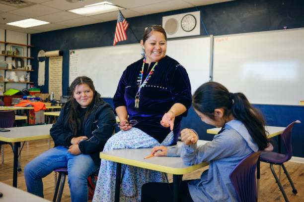 High School Teacher and Students in a School Classroom