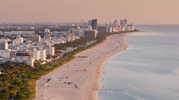 istock Drone Shot Over Beachfront in Miami Beach, Florida 1395602440