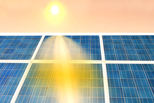 Solar panels for electricity production illuminated by reflected sun rays