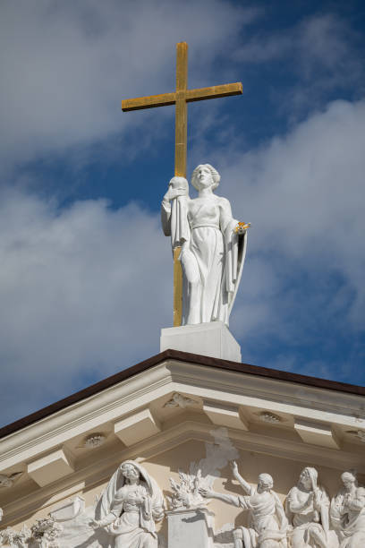 Sculpture of St Helena on the pediment of Vilnius Cathedral, Vilnius, Lithuania
