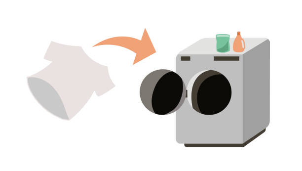 Laundry in drum type No line Created with Illustrator. tシャツ stock illustrations