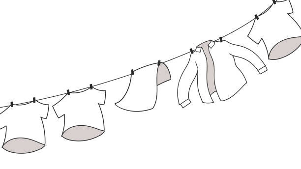 Laundry Drying Created with Illustrator. tシャツ stock illustrations