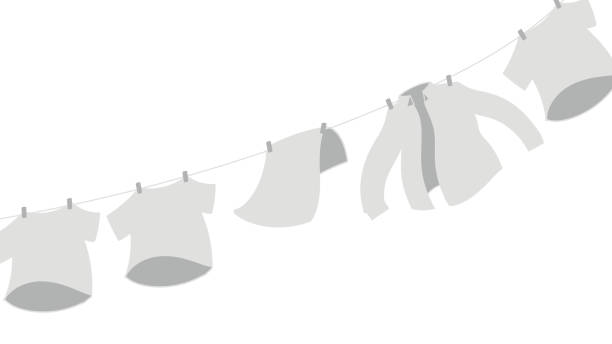 Laundry drying No line Created with Illustrator. tシャツ stock illustrations