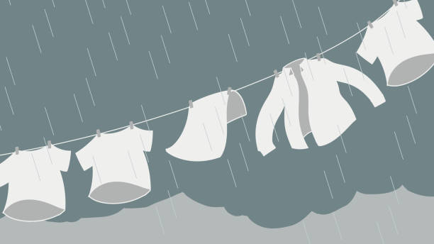 Laundry Outdoor Rain Created with Illustrator. tシャツ stock illustrations