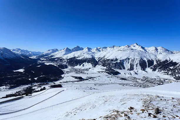 From Muottas Muragl 2'456m above sea level in the Engadin valley of Switzerland one can enjoy one of the best view in the Swiss Alps.