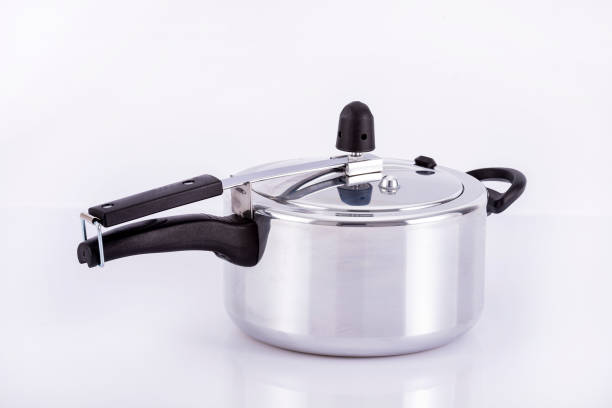 istock Small silver pressure cooker - Neutral background 1395615175
