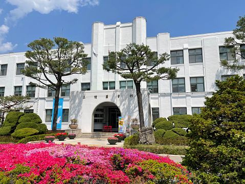 Seoul, Korea - May 2nd 2022, Its the main building of Jeongdok Library, previous Old Kyunggi High Schoo in Samcheong-dong, Seoul Korea. 京畿高等學校