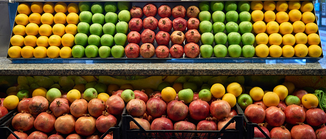 Fruits in open market supermarket on shelf