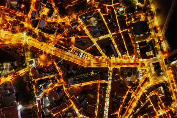 istock Night cityscape with illuminated streets 1395629866