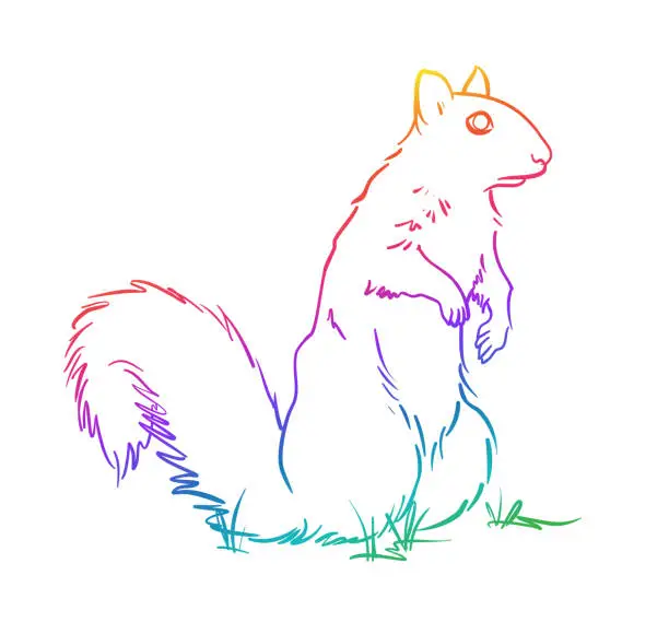 Vector illustration of Squirrel on Hind Legs Rainbow