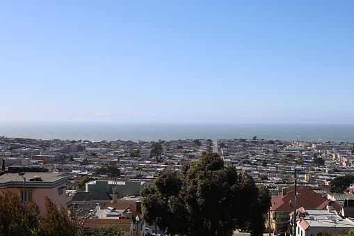 2-2-2021; San francisco, california: City of San francisco from top of mosaic stairway