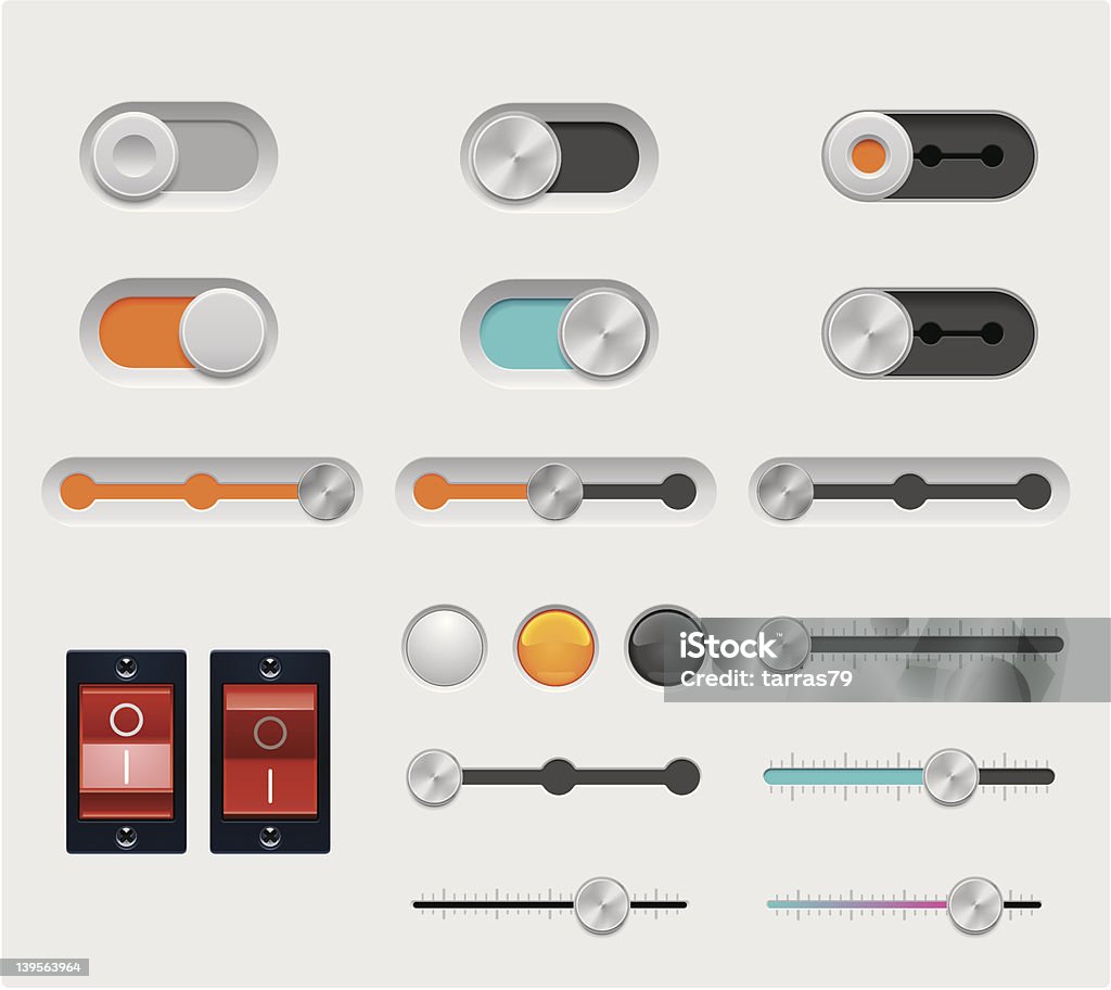 Conjunto de botões e comutadores - Vetor de Escorregar royalty-free