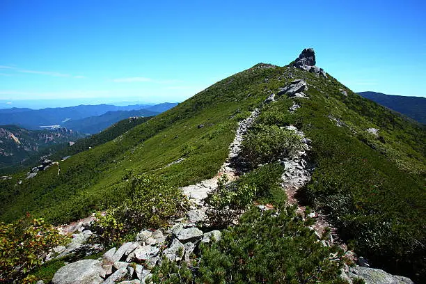 Big rock peak. Mount Kimpo in Japan