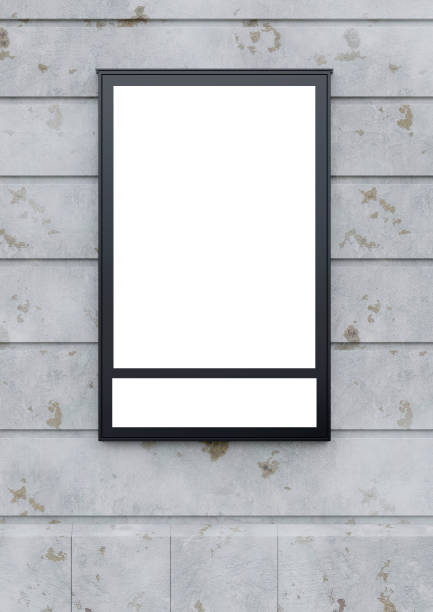 White screen cinema poster mockup on the wall. Empty advertising banner