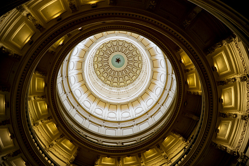 Historic architecture of the Texas State Capitol a public building for the people of Texas located in Austin.