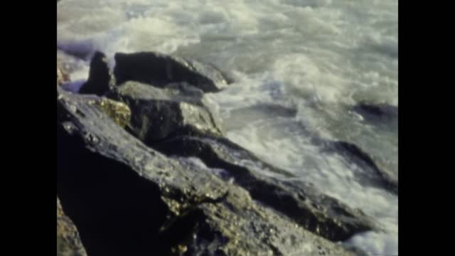 Italy 1958, Coastline with waves crashing on the rocks
