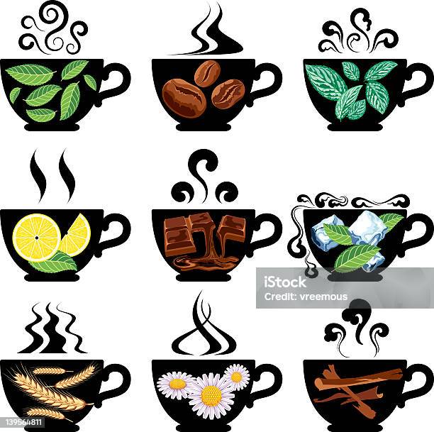 Tee Kaffee Und Ähnliche Getränke Stock Vektor Art und mehr Bilder von Teeblätter - Teeblätter, Eistee, Tee - Warmes Getränk