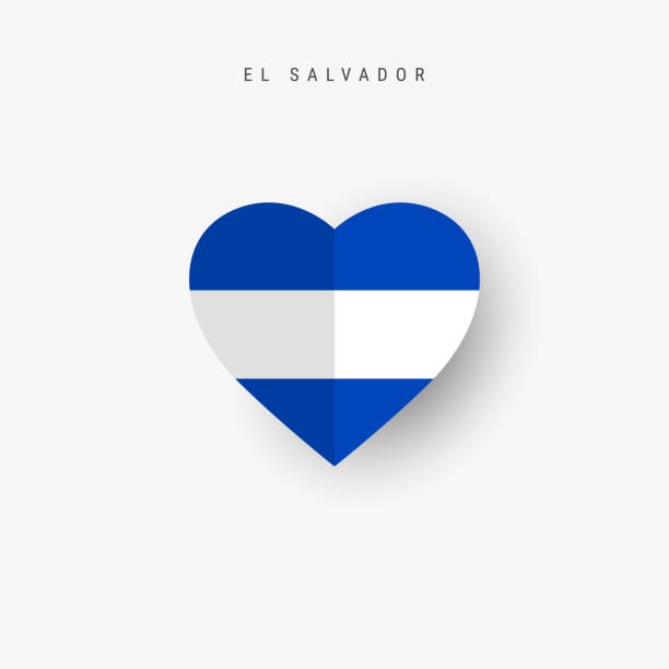 El Salvador heart shaped flag. Origami paper cut Salvadoran national banner El Salvador heart shaped flag. Origami paper cut Salvadoran national banner. 3D vector illustration isolated on white with soft shadow. el salvador landmarks stock illustrations
