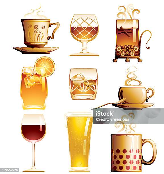 Drinks Stock Illustration - Download Image Now - Cup, Wine, Ice Cube