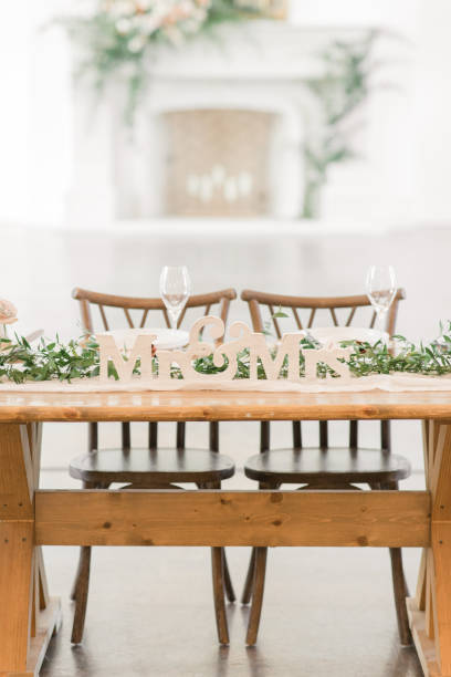 istock Mr. & Mrs. Sweetheart Table at a Chic Neutral, Romantic Rustic Modern Style Wedding Reception Decor at a Spring Wedding in Tennessee 1395650019