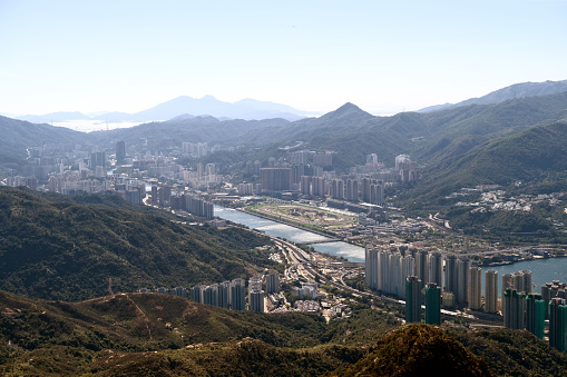 Panorama of Sha Tin, New Territories, Hong Kong.
