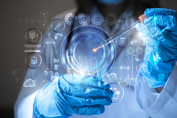 istock In a futuristic laboratory, a scientist with a pipette analyzes a colored liquid to extract the DNA and molecules in the test tubes. 1395657542