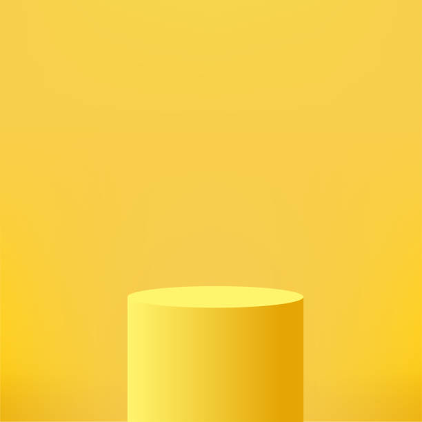 istock Abstract minimal scene with geometric forms. Yellow podium in yellow background for product presentation. Vector 1395661584