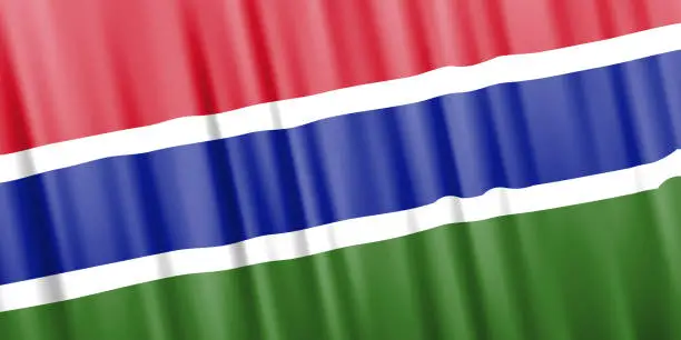 Vector illustration of Wavy vector flag of Gambia
