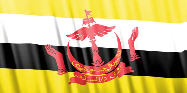 Vector illustration of Wavy vector flag of Brunei