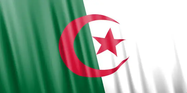 Vector illustration of Wavy vector flag of Algeria