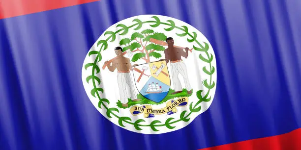 Vector illustration of Wavy vector flag of Belize