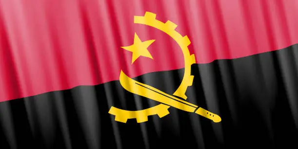 Vector illustration of Wavy vector flag of Angola