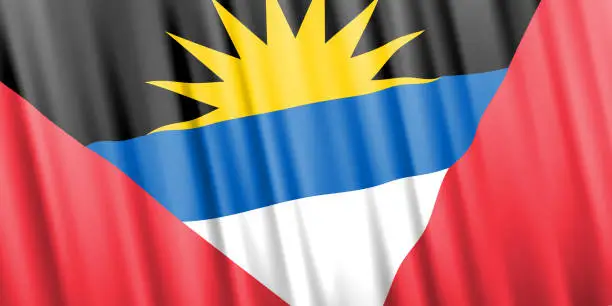 Vector illustration of Wavy vector flag of Antigua and Barbuda