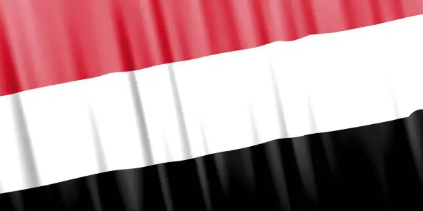 Vector illustration of Wavy vector flag of Yemen