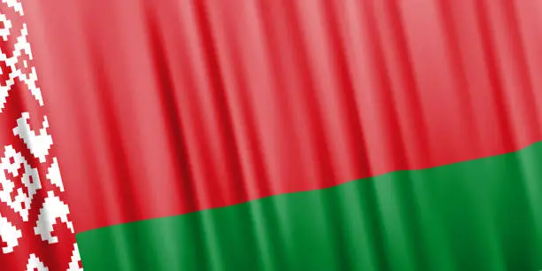 Vector illustration of Wavy vector flag of Belarus