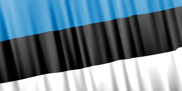 Vector illustration of Wavy vector flag of Estonia