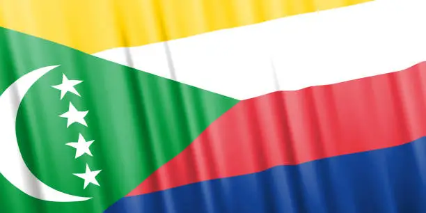 Vector illustration of Wavy vector flag of Comoros