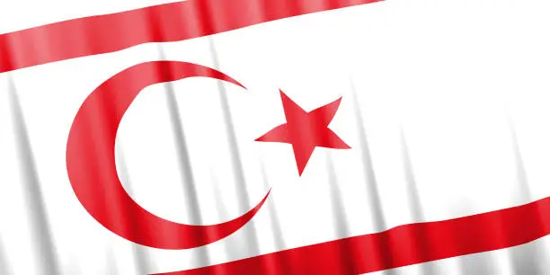 Vector illustration of Wavy vector flag of Northern Cyprus