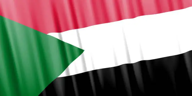 Vector illustration of Wavy vector flag of Sudan